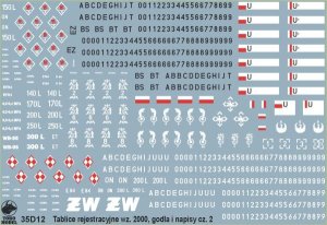 TORO MODEL 35D12 - 1:35 Polish Army vehicle Registration numbers 2000 pattern unit insignia & stencils vol.2