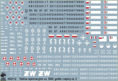 Go to product TORO MODEL 35D12 - 1:35 Polish Army vehicle Registration numbers 2000 pattern unit insignia & stencils vol.2