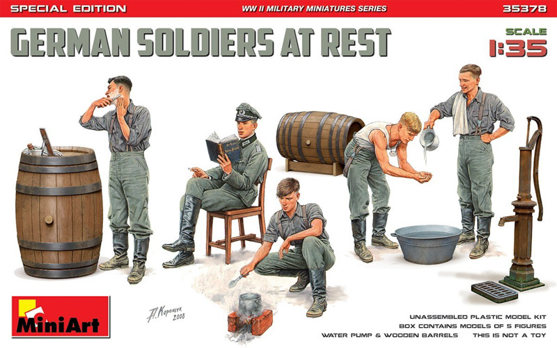 german soldiers figures at rest 1/35 scale model kit