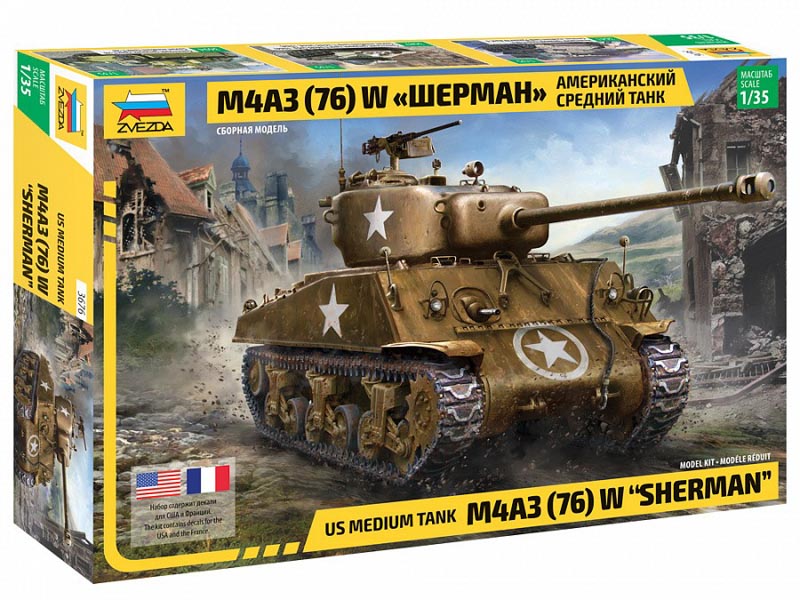 model do sklejania czołgu sherman m4a3 w skali 1/35