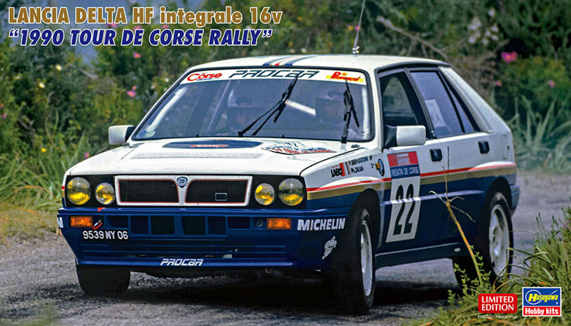 unassembled plastic scale model kit of a car lancia delta