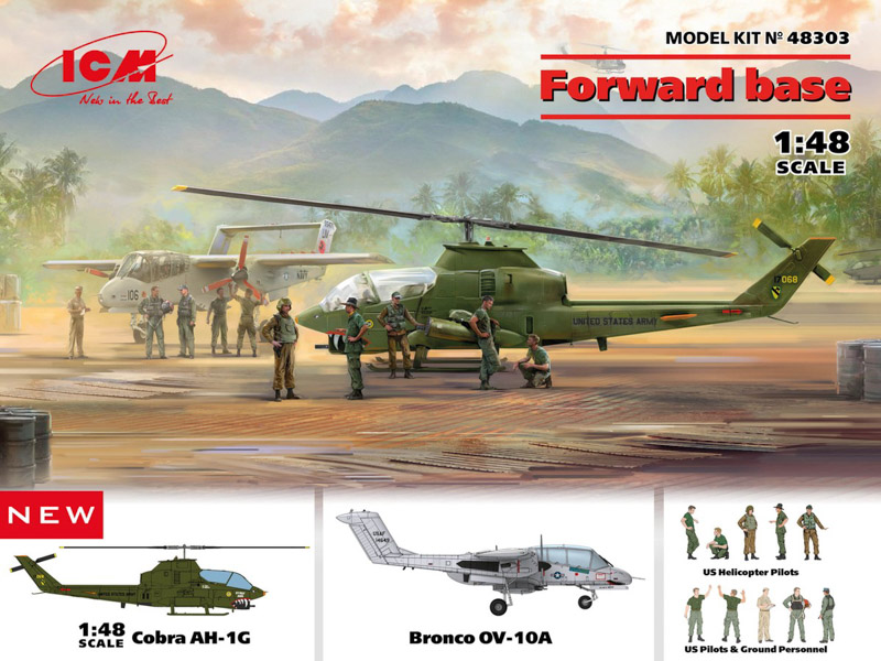 set of plastic model kits bronco aircraft and cobra helicopter