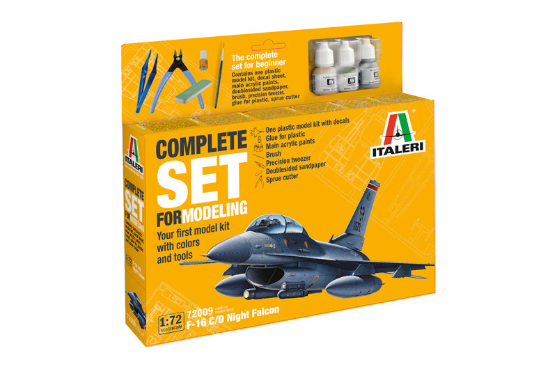 f-16 aircraft model kit with paints and tools