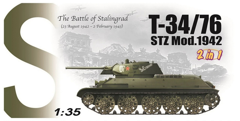 t-34/76 model 1942 tank unassembled plastic model kit