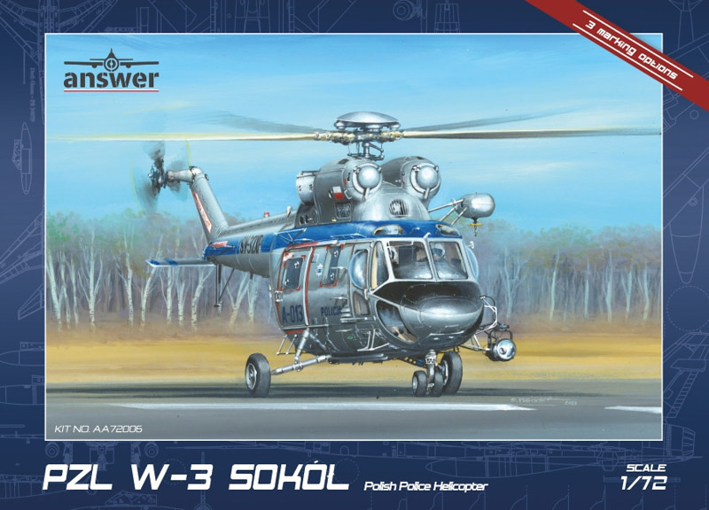 sokół helicopter police unassembled plastic model
