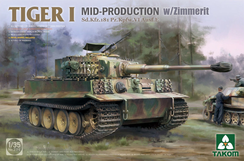 tygrys i tank with zimerrit unassembled scale model kit