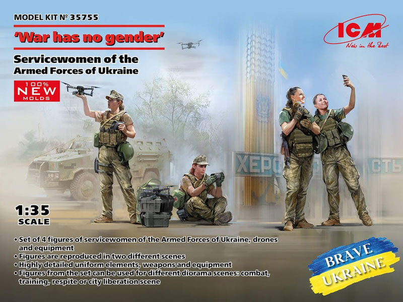 ukrainian servicewomen unassembled plastic figures
