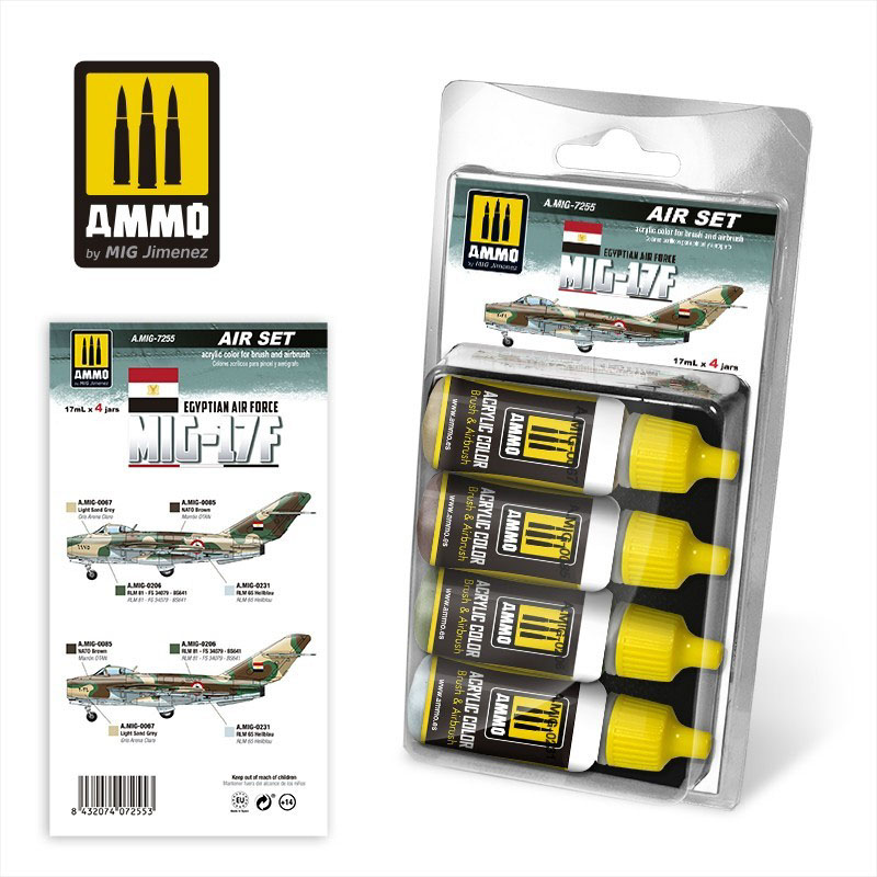 acrylic paints for egyptian mig-17 aircraft model kits